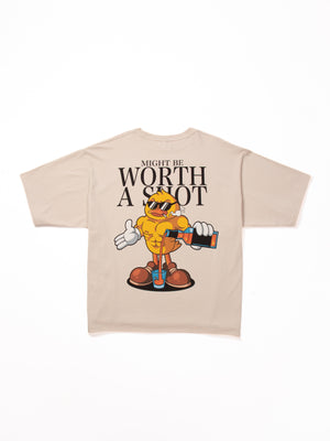 Worth A Shot Oversized T-Shirt — Bone