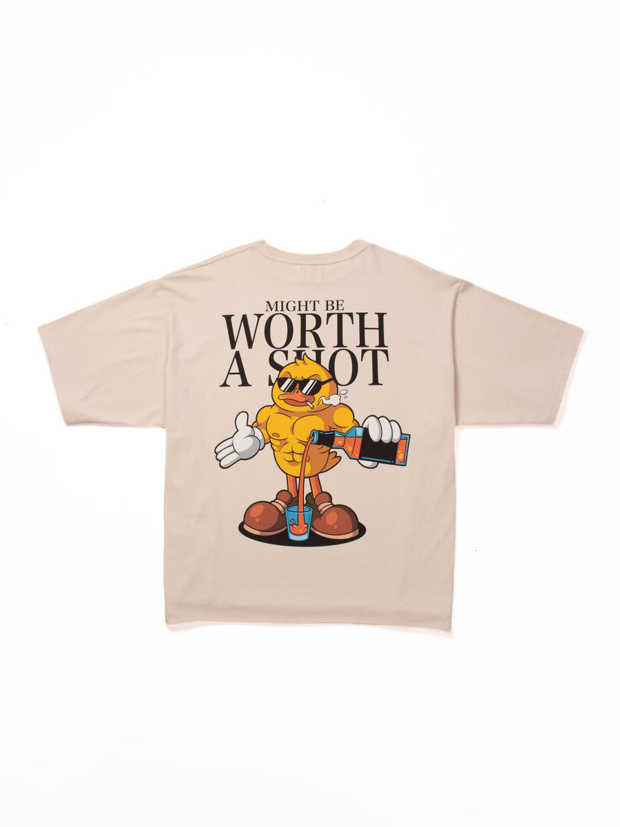 Worth A Shot Oversized T-Shirt — Bone
